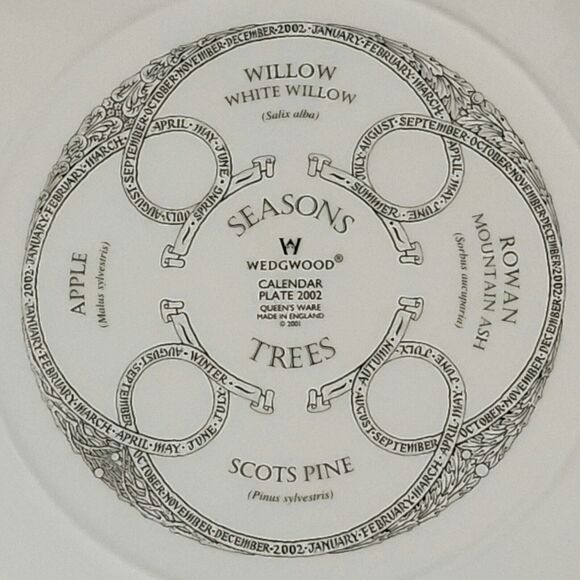 Vintage Wedgwood Annual Calendar Plate 2002 "Seasons Trees" UPC Sticker - No Box - Picture 3 of 4